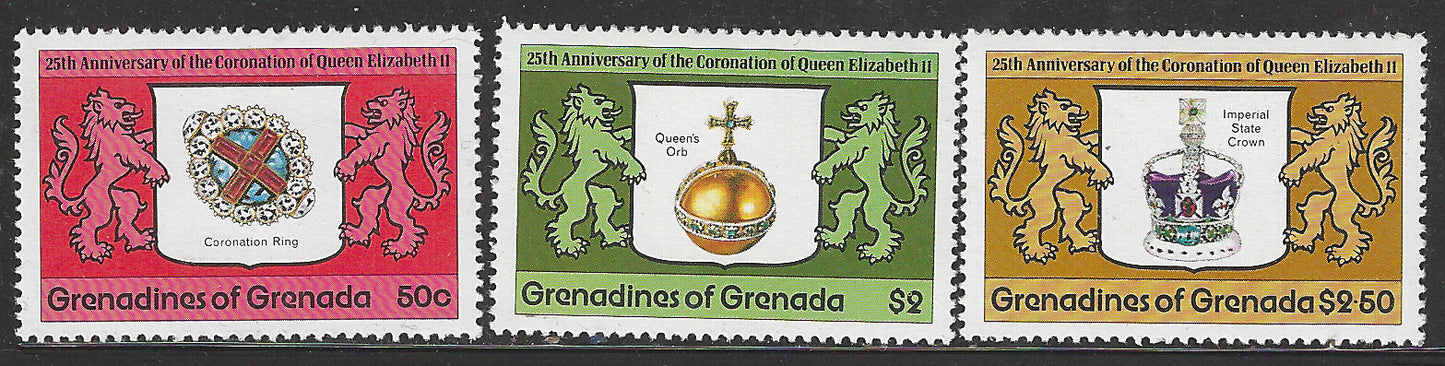 Grenadines of Grenada, Complete Set, 25th Anniversary of Coronation Queen Elizabeth II, Mint - VVV00461