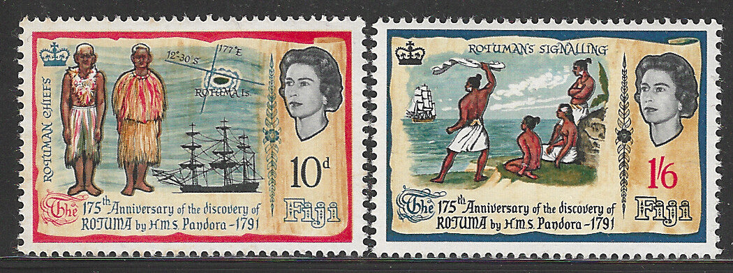Fiji, Complete Set, 175th Anniversary of Discovery Rojuma by H.M.S Pandora 1791, Mint - VVV00466