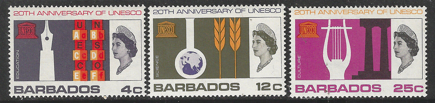 Barbados, Complete Set, 20th Anniversary of UNESCO, Mint - VVV00523