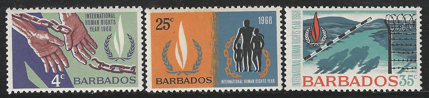 Barbados, Complete Set, International Human Rights 1968, Mint - VVV00535
