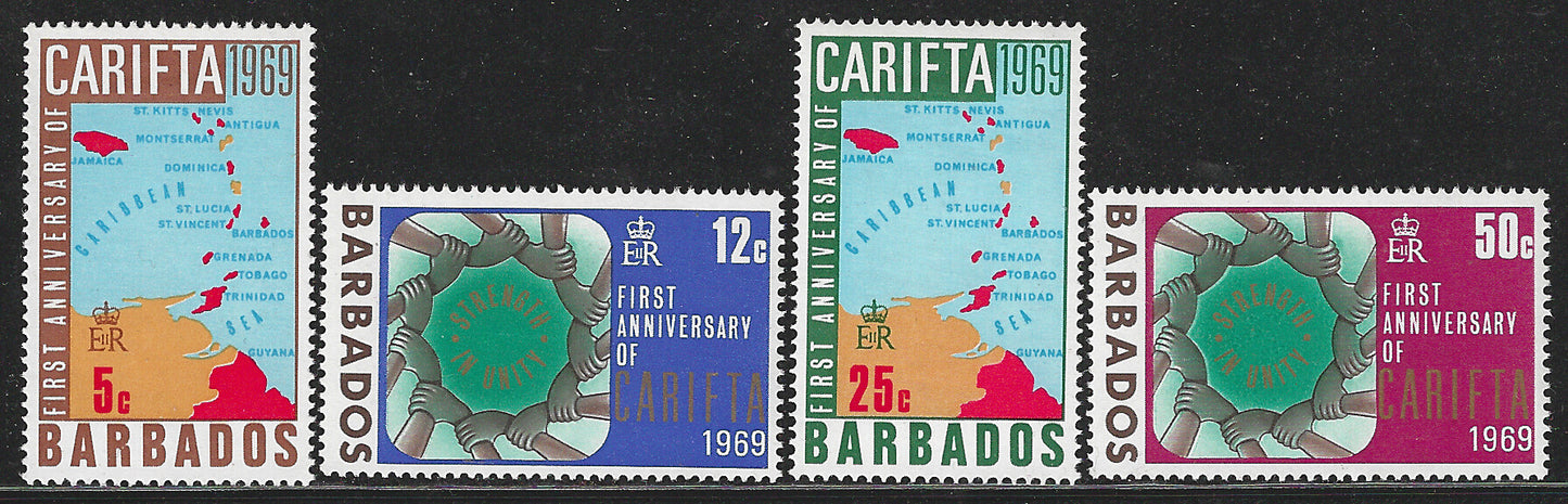 Barbados, Complete Set, First Anniversary of Carifta, Mint - VVV00571