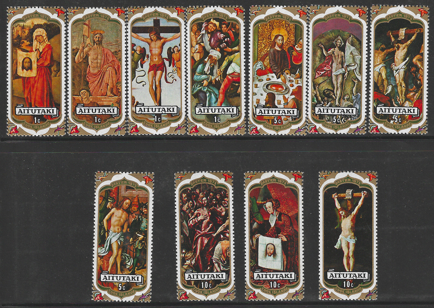 Aitutaki Cook Islands, Complete Set, Different Value of Jesus, Mint - VVV00588