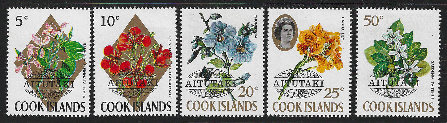 Aitutaki Cook Islands, Complete Set, Different Values of Flowers, Mint - VVV00605