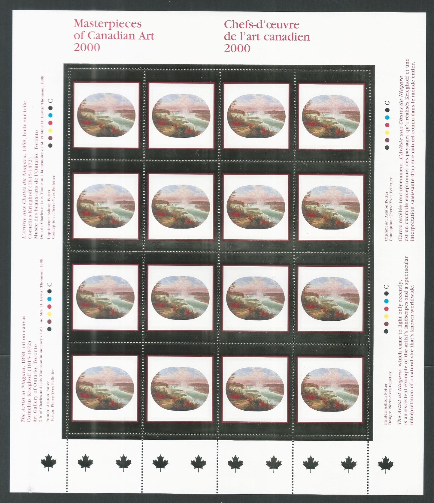 Canada stamps- full Sheet - Master Pieces of Candaian Art 2000 with silver Foil - DS9274