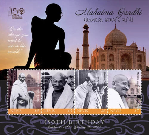 Nevis stamps – MS – Gandhi – 150th Birthday – Ds9285