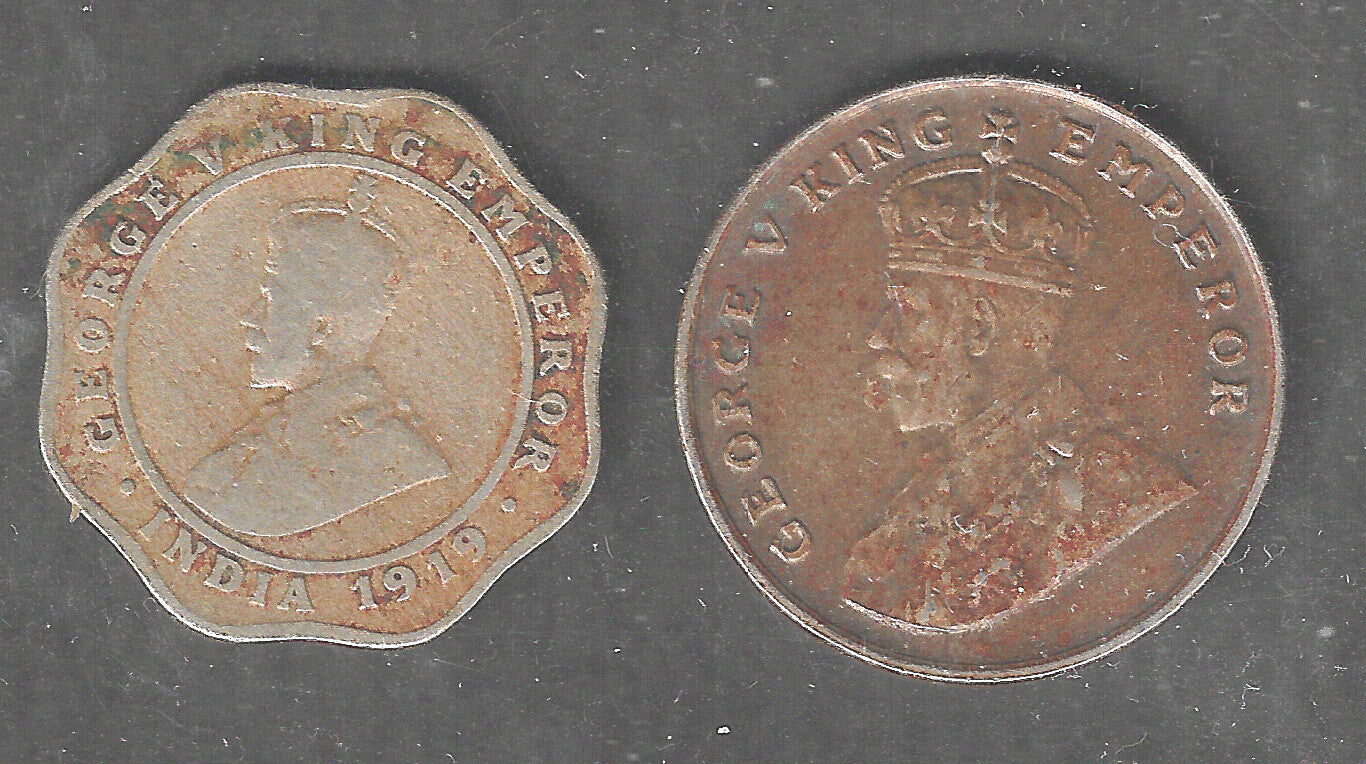 British India King George Coisn of 8 as and 4 as, Calcutta Mint, Used - special Lot 30