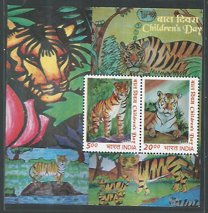 Indian Stamps - Miniature Sheets - Childrens Day - Tiger , 2011 - EEE142