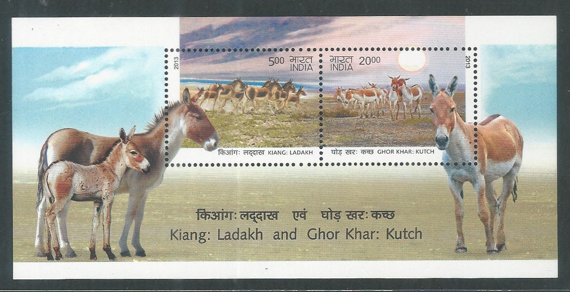 Indian Stamps - Miniature Sheets - Kiang: Ladakh and Ghor Khar : Kutch 2013 - EEE151