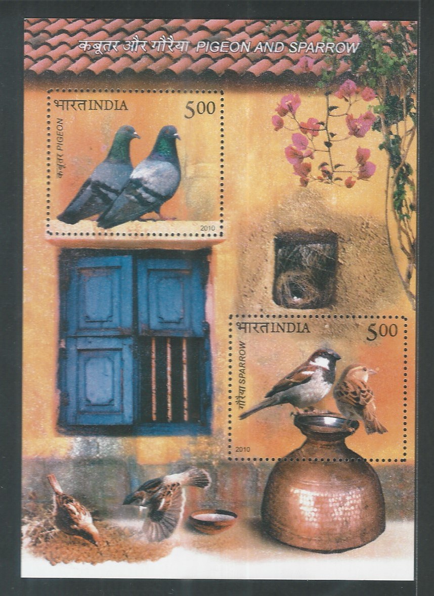 Indian Stamps - Miniature Sheets - Pigeon and Sparrow, 2010 - EEE156