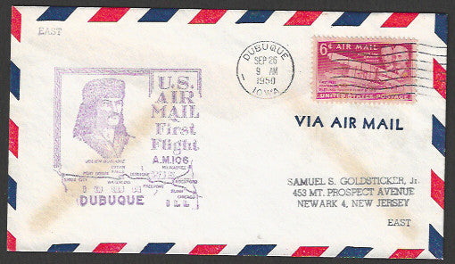USA Air Mail First Flight Cover - Dubuque , 1950 - FFF4001
