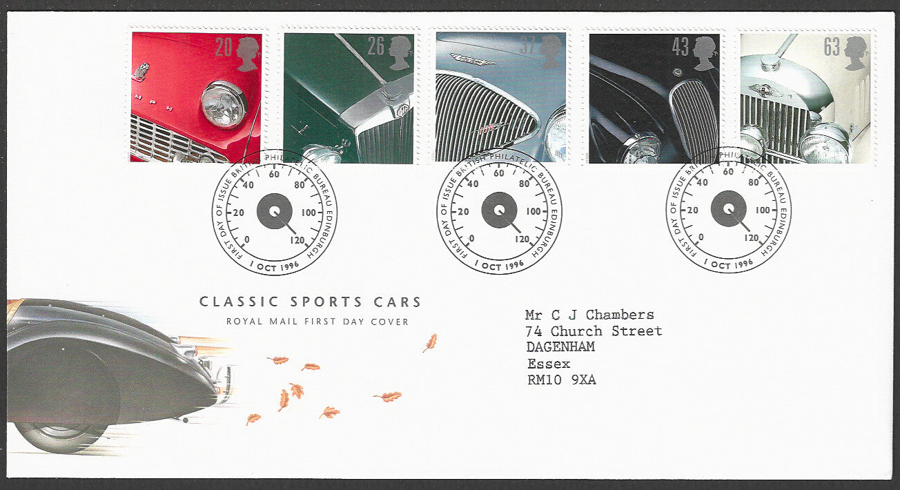 Great Britain FDC - Classic Sports Cars, 1996 - GGG00199