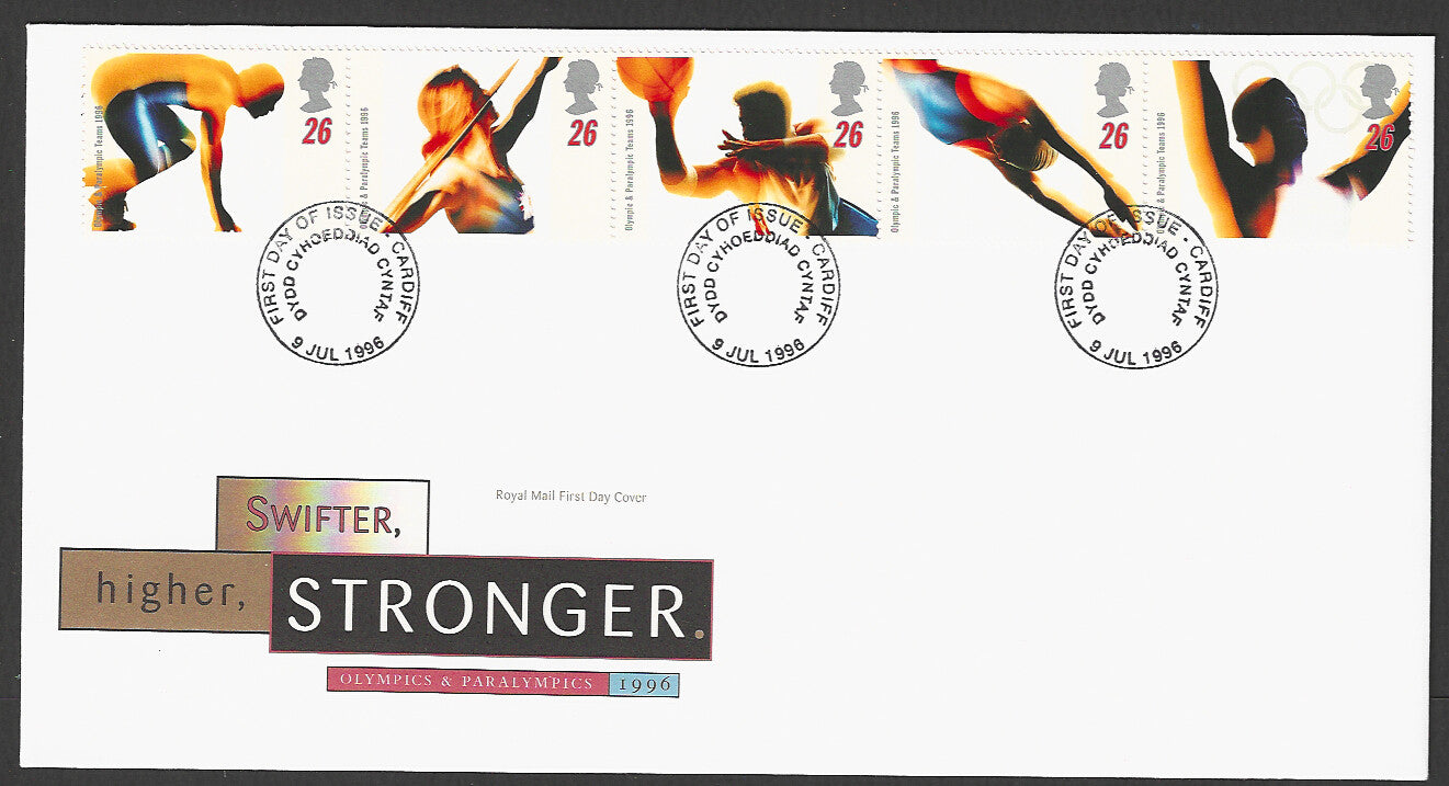 Great Britain FDC - Olympic & Paralympic Teams Swifter Higher Stronger, 1996 - GGG00245