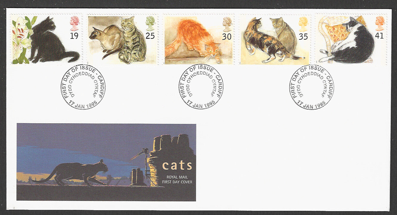 Great Britain FDC - Cats Set of Five Value, 1995 - GGG00271