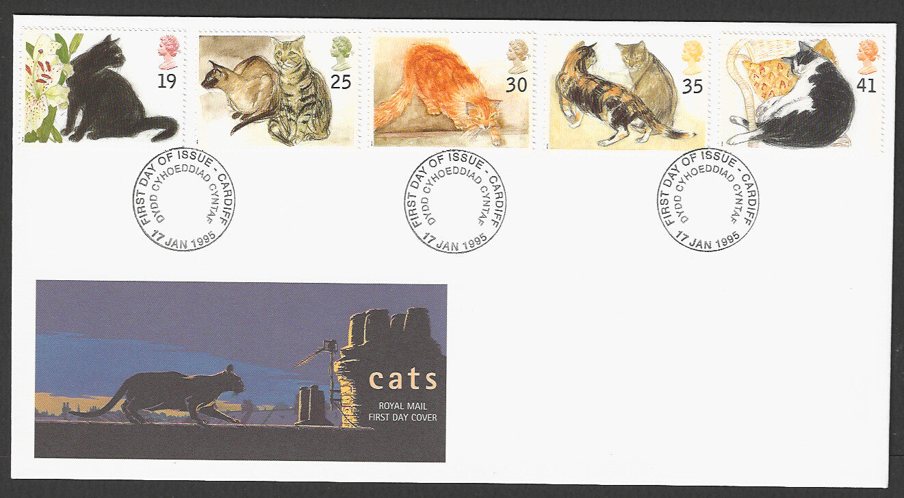 Great Britain FDC - Cats Set of Five Value, 1995 - GGG00272