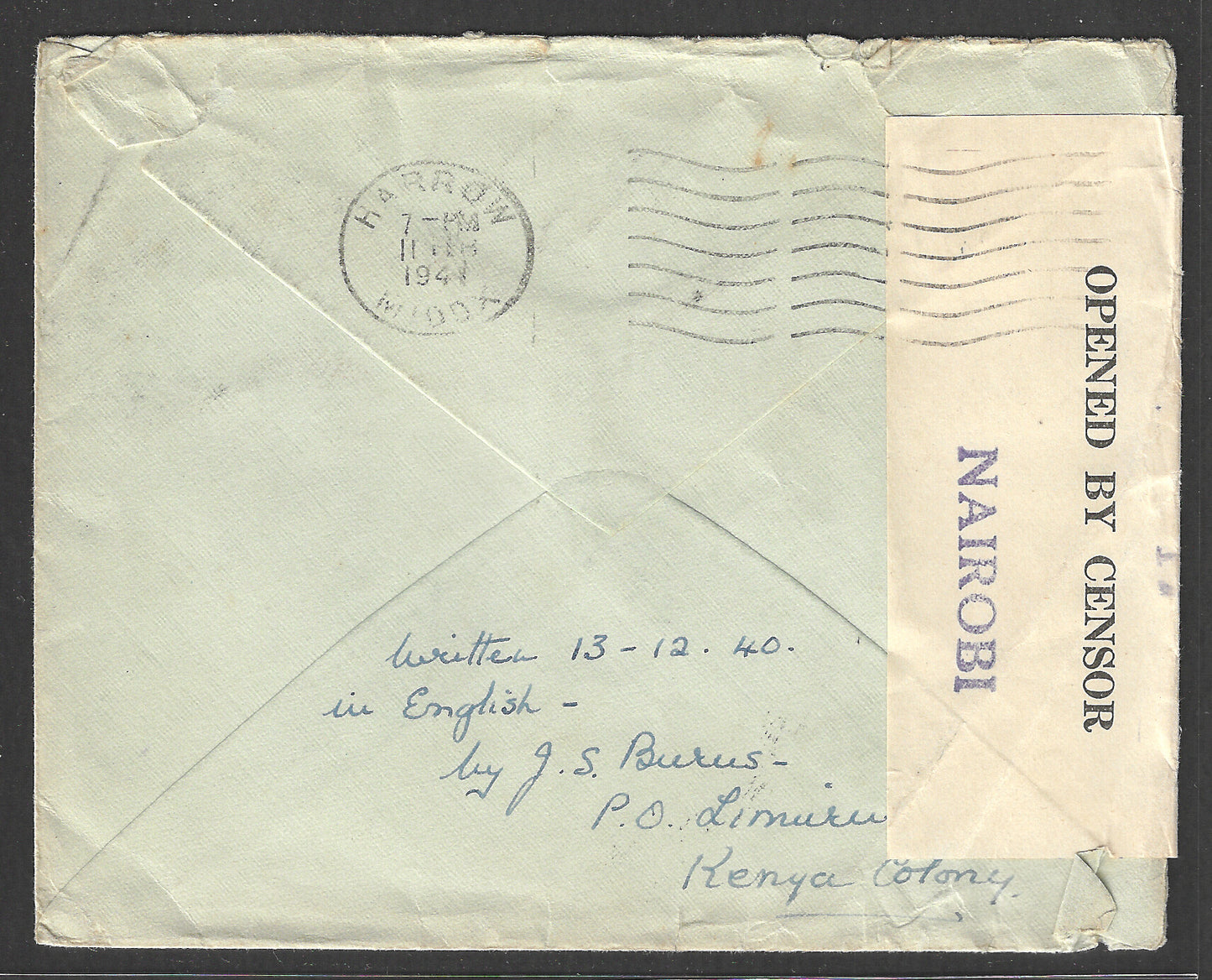 South Africa to England Postally used Airmail with Censor Label , 1941 - GGG00430