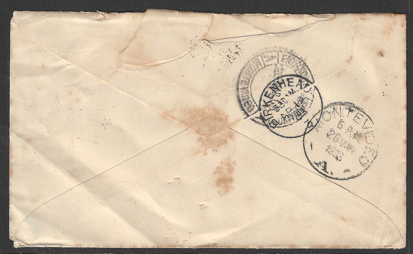 Montevideo Uruguay Postal Stationary to Cheshire , 1903 - GGG00440