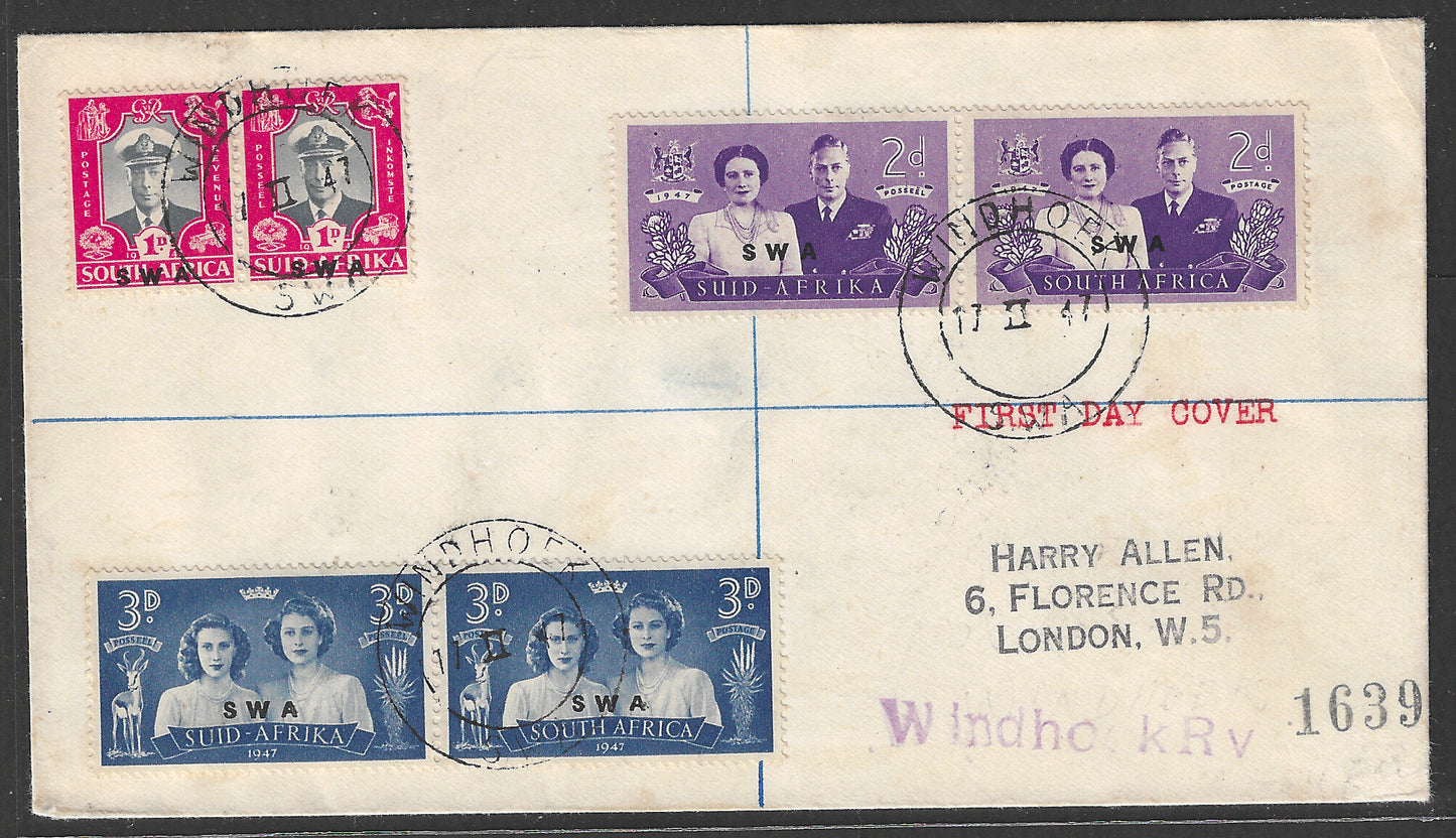 South West Africa Overprint ( S W A ) - Royal visit , Complete set , 1947 to London - GGG00499