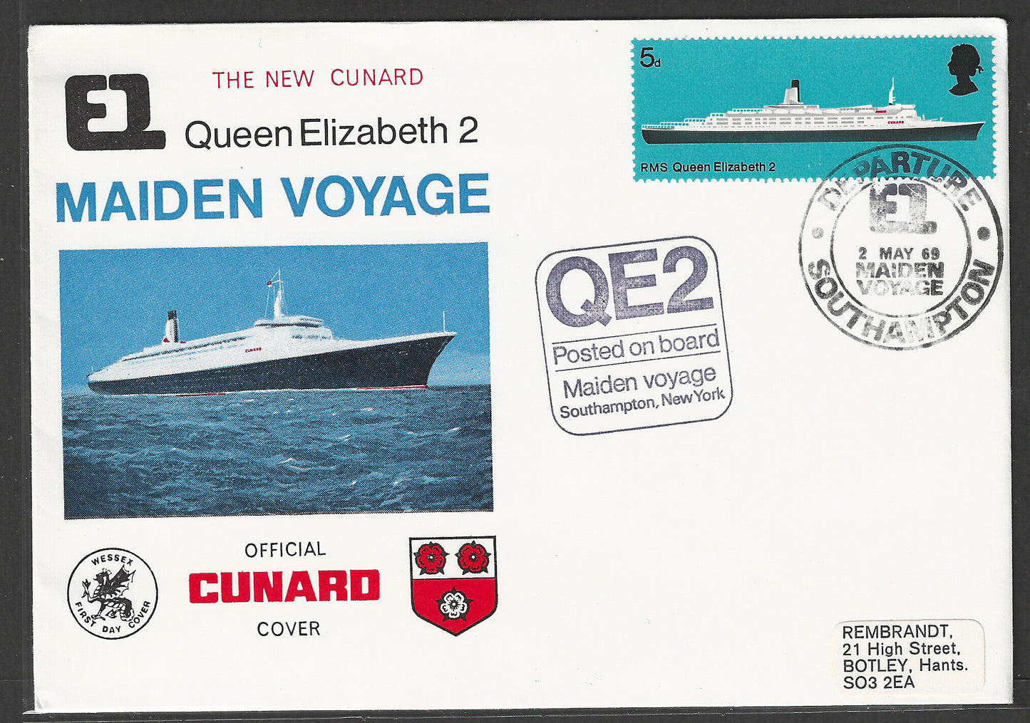Great Britain - The New Cunard Q E II - Maiden Voyage, Posted on Board, 1969 - GGG00517