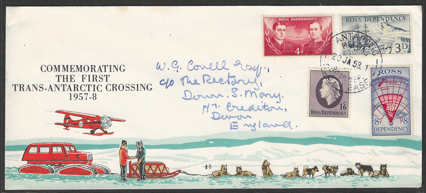 Ross Dependency - Commemorating the First Trans- Antarctic Crossing 1957-58 Cover to england - GGG00547