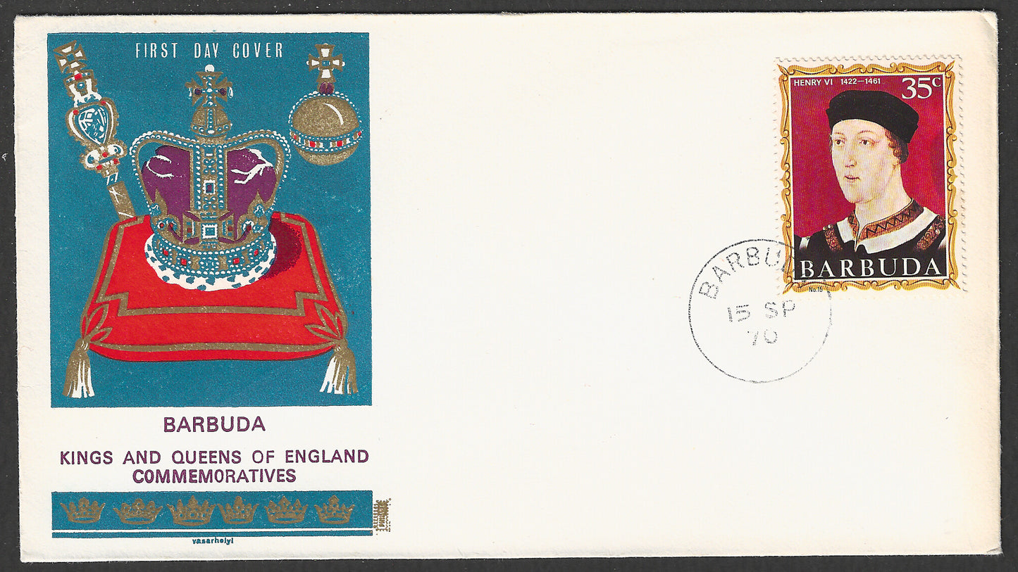 Barbuda - FDC Kings and queens of England commemoratives, 1970 - GGG00565