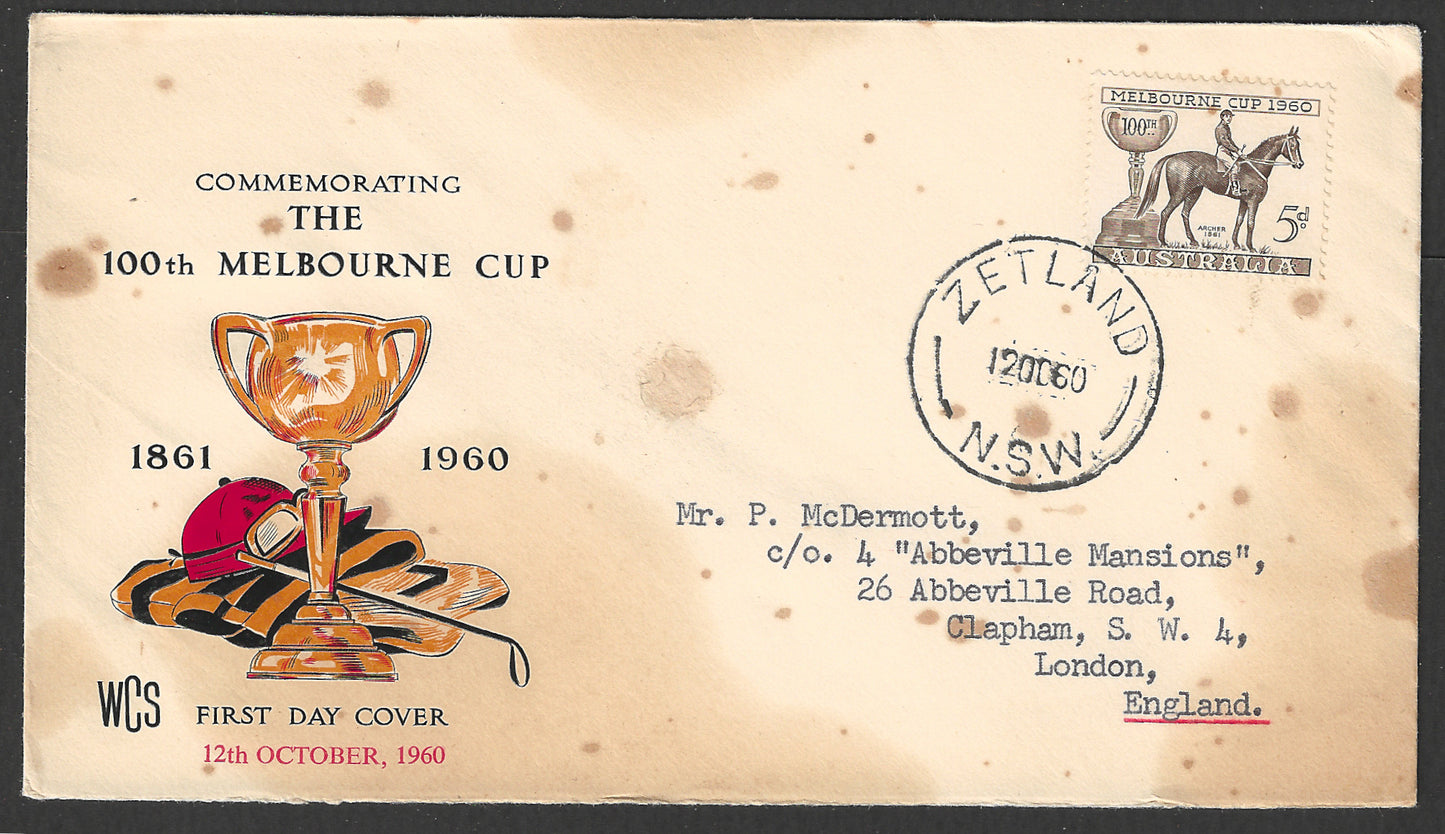 Australia FDC - 100 th Melbourne Cup Centenary 1960 - GGG00595