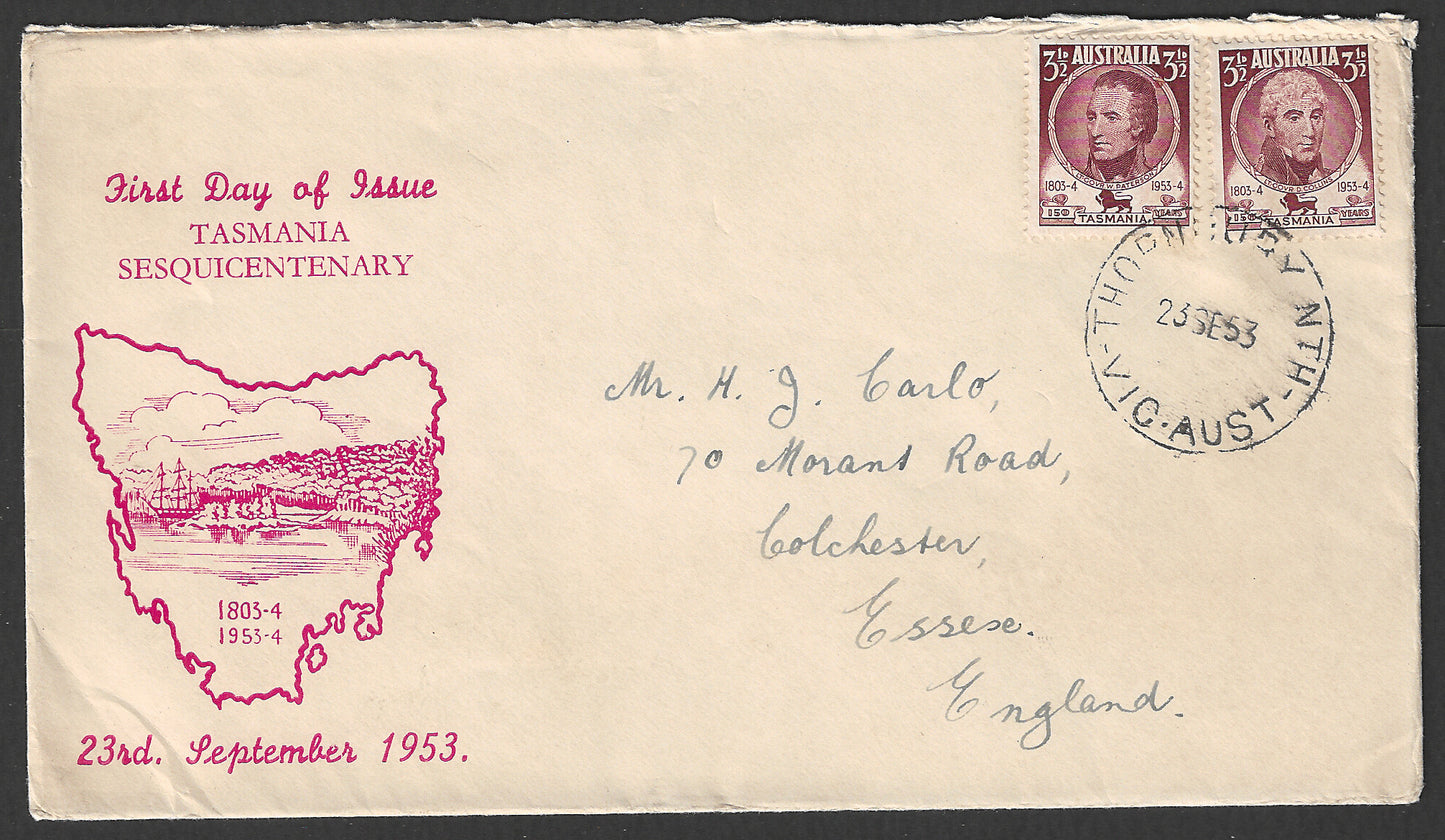 Australia FDC - Tasmania Sesquicentenary, 1953 - GGG00631