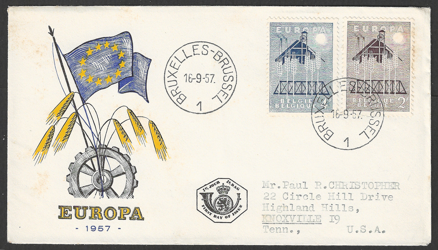 Belgium stamps FDC - Europa set of 2 values, 1957 - GGG00647