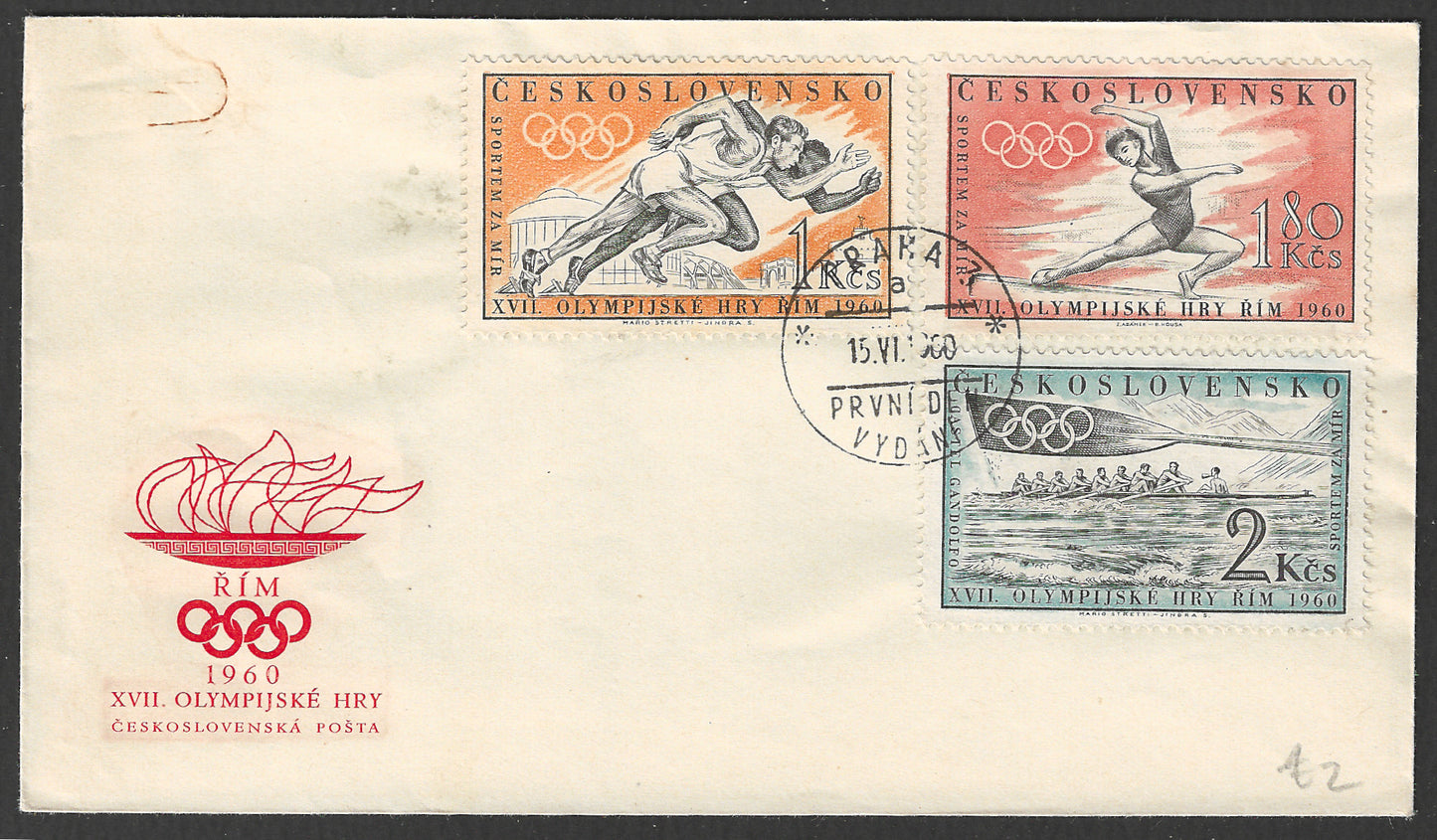 Ceskoslovensko stamps FDc - Olympic, 1960 - GGG00652