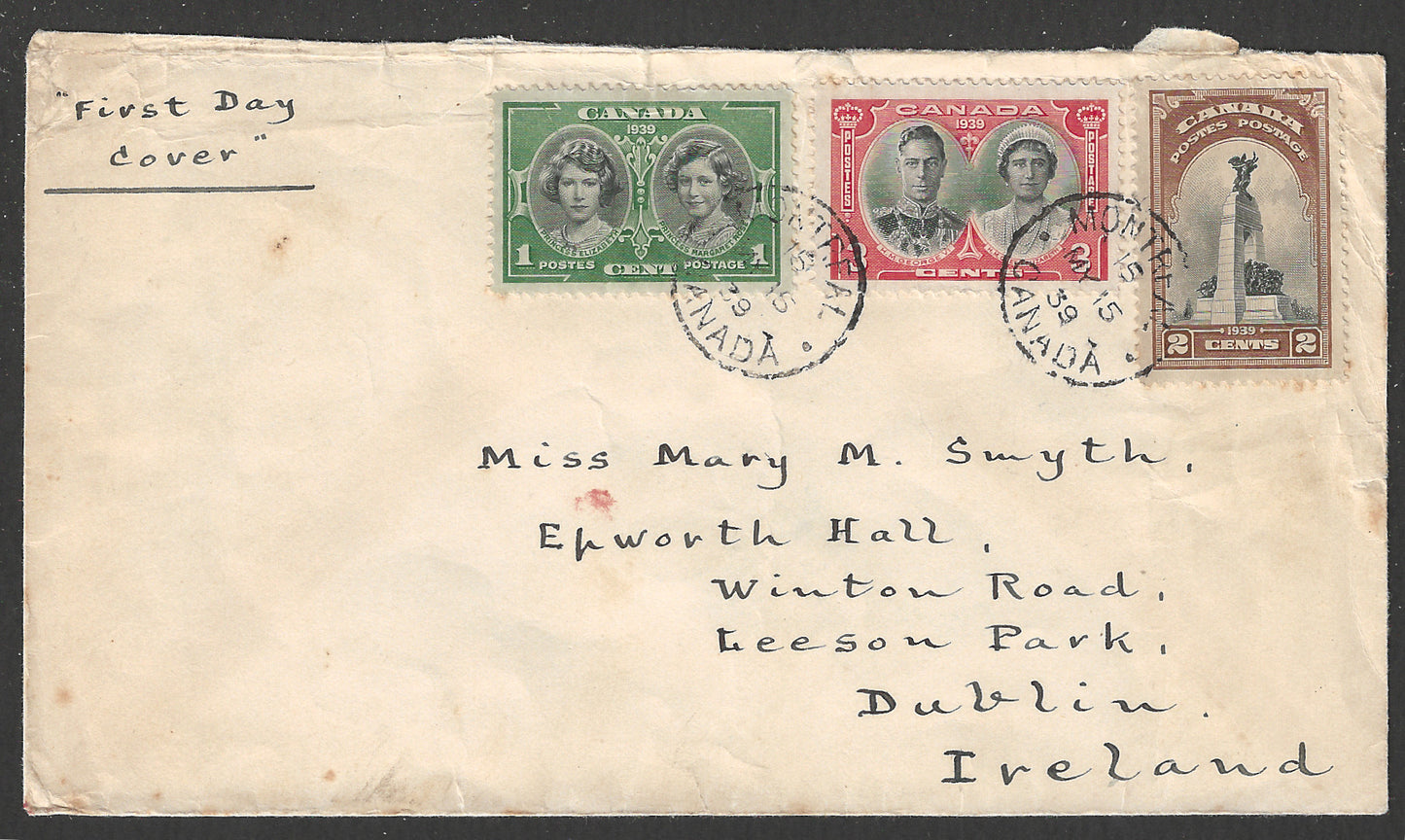 Canada Postally used FDC to Ireland , royal visit, 1939 - GGG00672