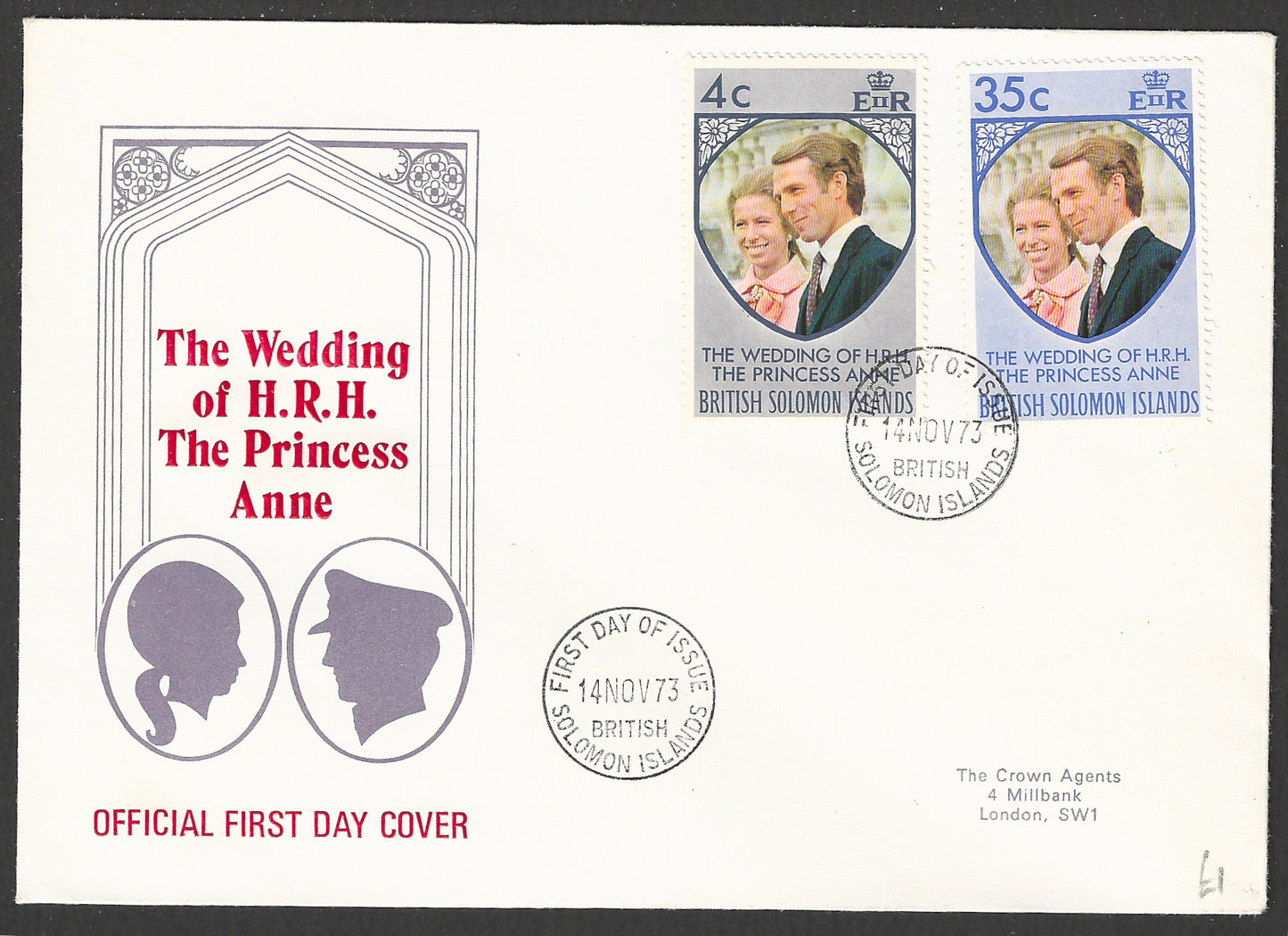 British Solom Islands FDC Stamps - The wedding of H R H The Princess Anne, 1973 - GGG00682