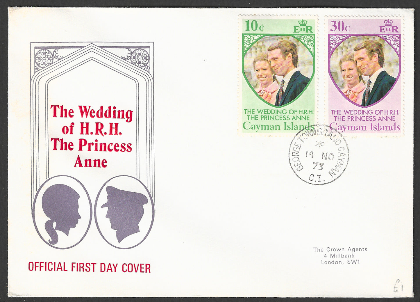 Cayman Islands FDC Stamps - The wedding of H R H The Princess Anne, 1973 - GGG00690