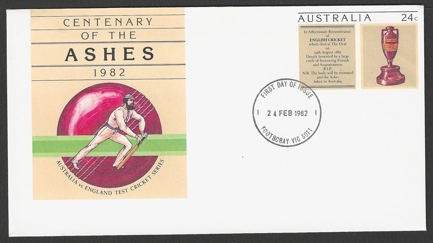 Australia Pre Paid Cover - Centenary of the Ashes, 1982, Cricket - GGG00705