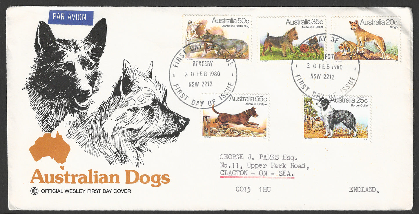 Australia stamps FDC - Dogs set of 5 Values 1980 - GGG00713