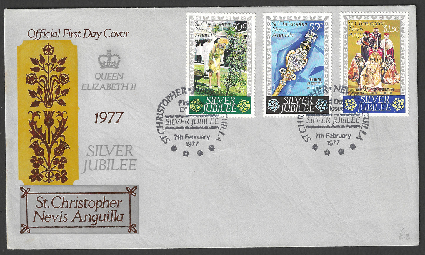 St. Christopher Nevis Anguilla Fdc stamps - Silver Jubilee, 1977 - GGG00722
