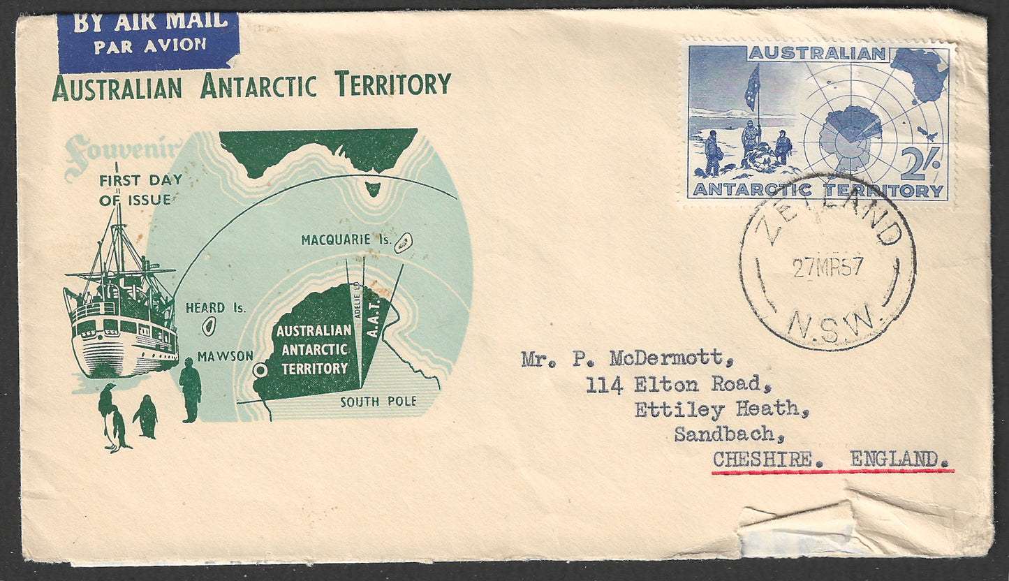 Australia Antarctic Territory - FDC / Souvenir Cover - 1957 , Damaged - GGG00743