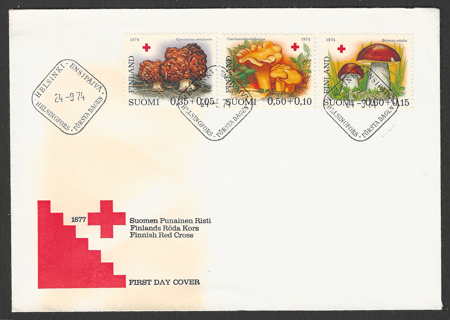 Finland / suomi Stamps FDC - Musrooms, Red Cross , 1974 - GGG00753