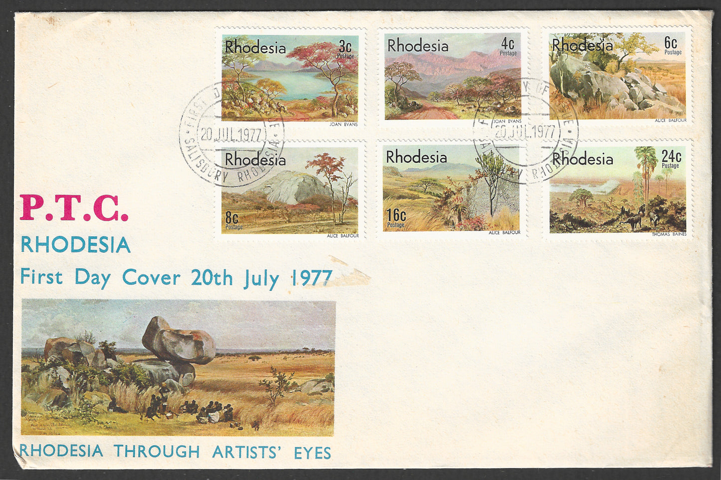 Rhodesia stamps FDC - Through Artists Eyes, 1977 - GGG00756