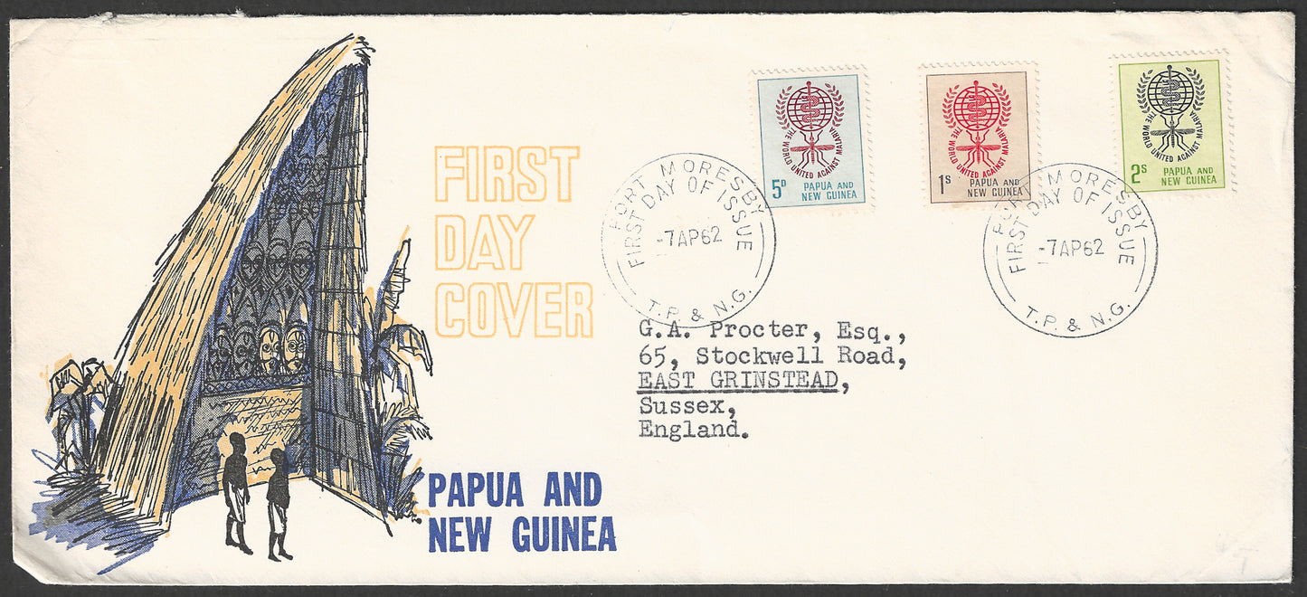 Papua and New Guinea stamps FDC - Complete set - Campaign for Malaria Eradication, 1962- GGG00764