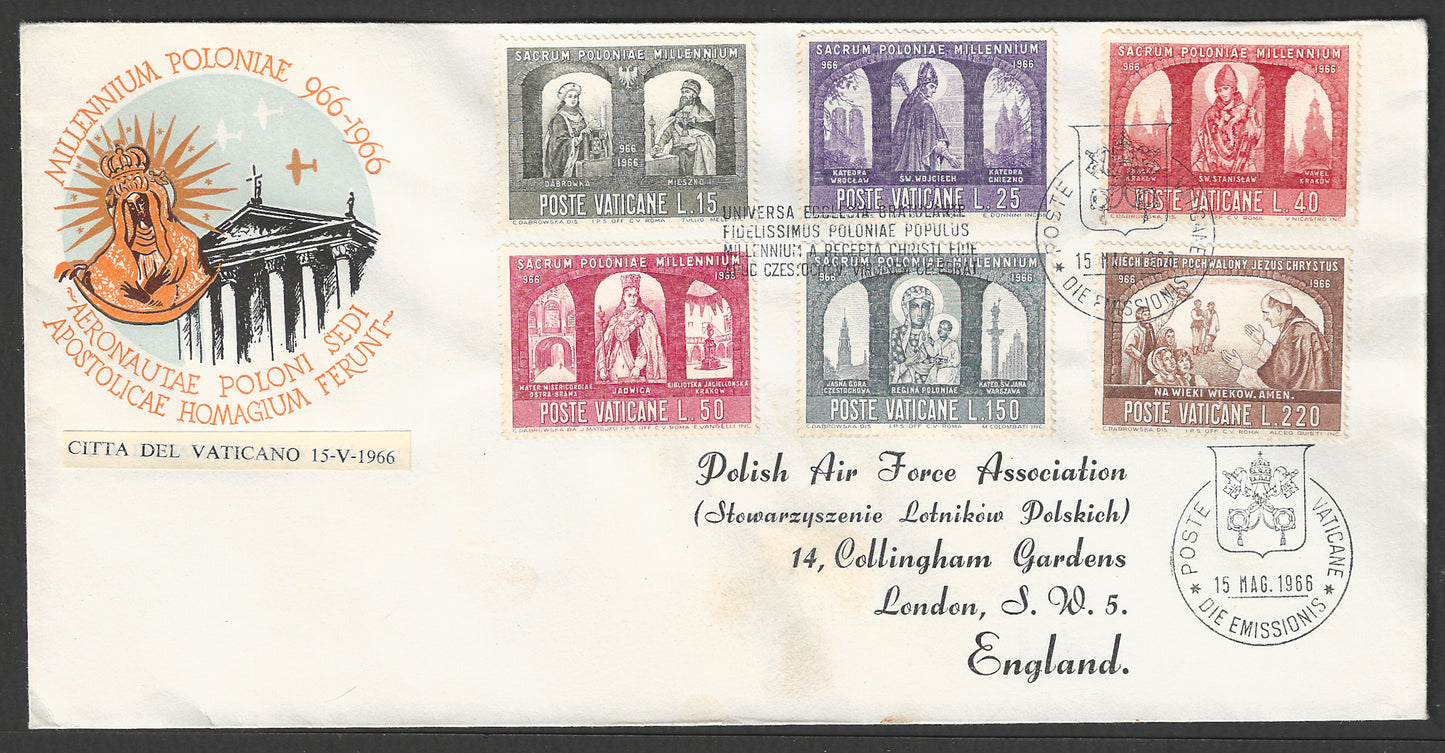 Vaticane stamps FDC - SEt of 6 Values, 1966 - GGG00773
