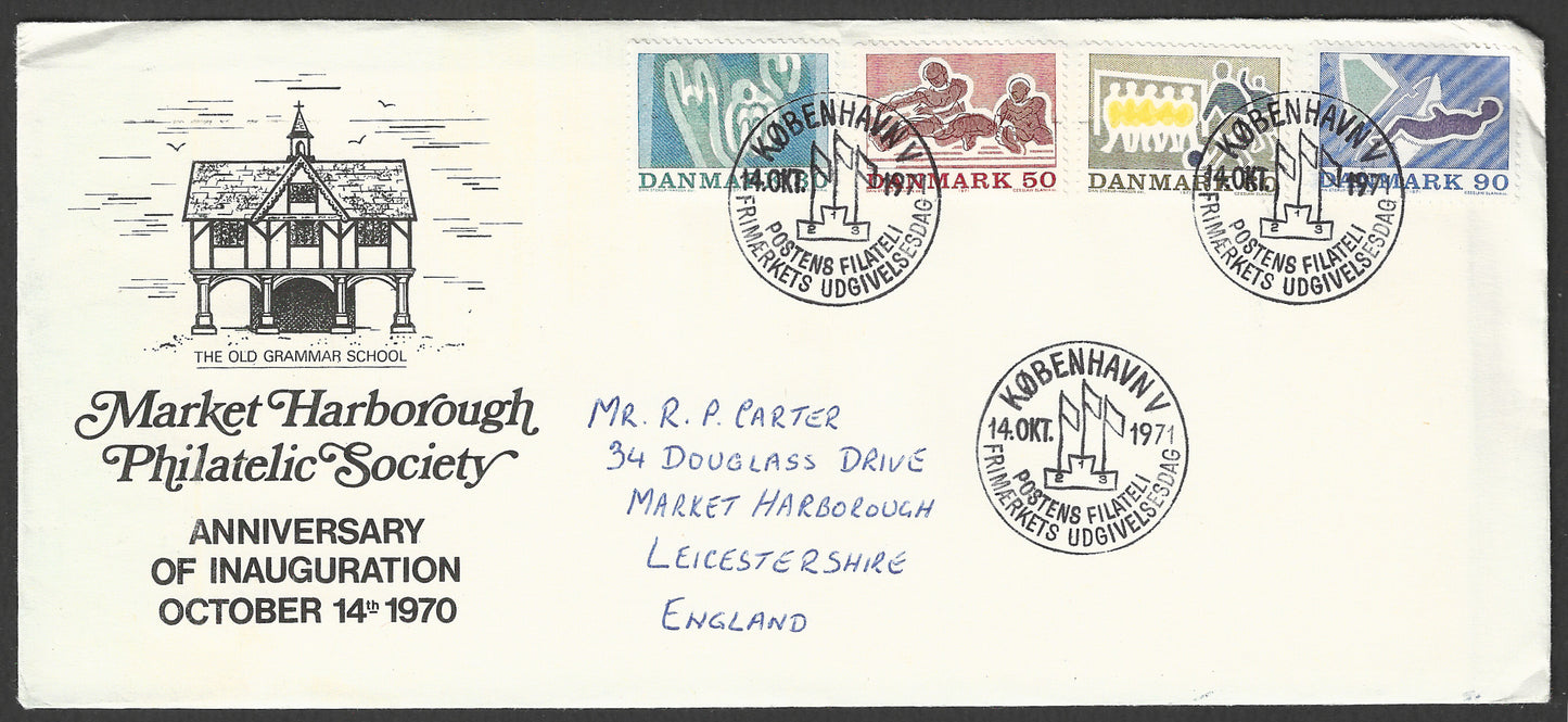 Danmark stamps FC - The Old Grammar School - MArket HArborough Philatelic Sciety, 1971 - GGG00776