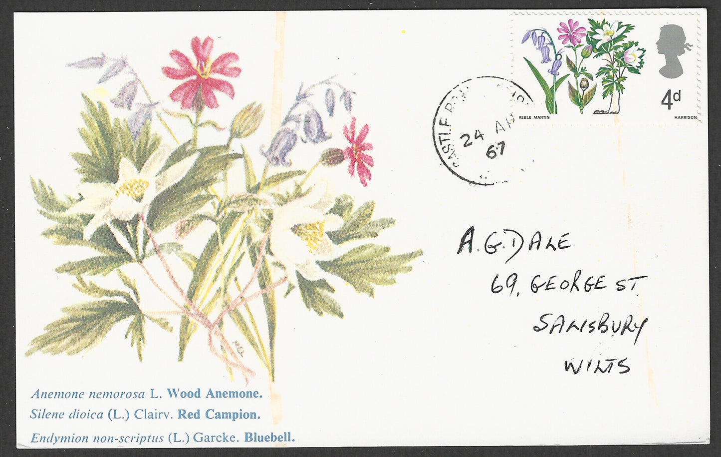Great Britain stamps - Post Card - Flowers, 1967 - GGG00848