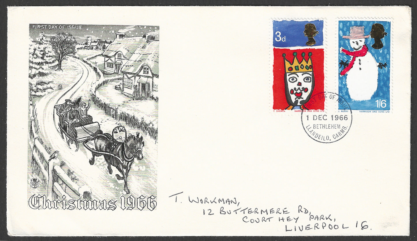 Great Britain stamps - FDC - Christmas 1966 - GGG00870