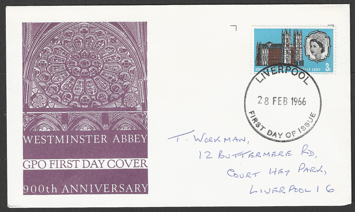 Great Britain stamps - FDC - 4Westminster Abbey 1966 - GGG00873