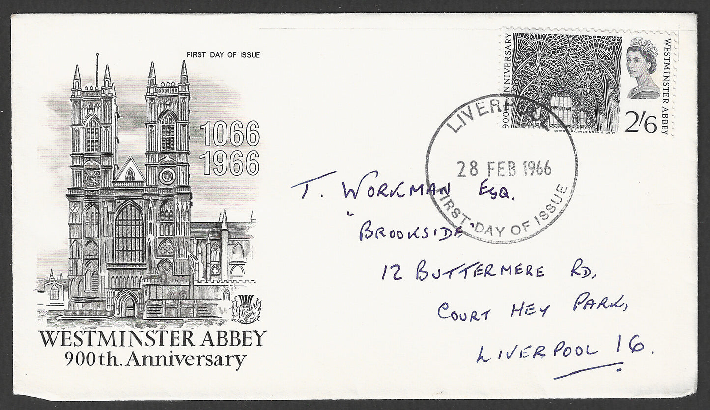 Great Britain stamps - FDC - Westminster Abbey 1966 - GGG00874