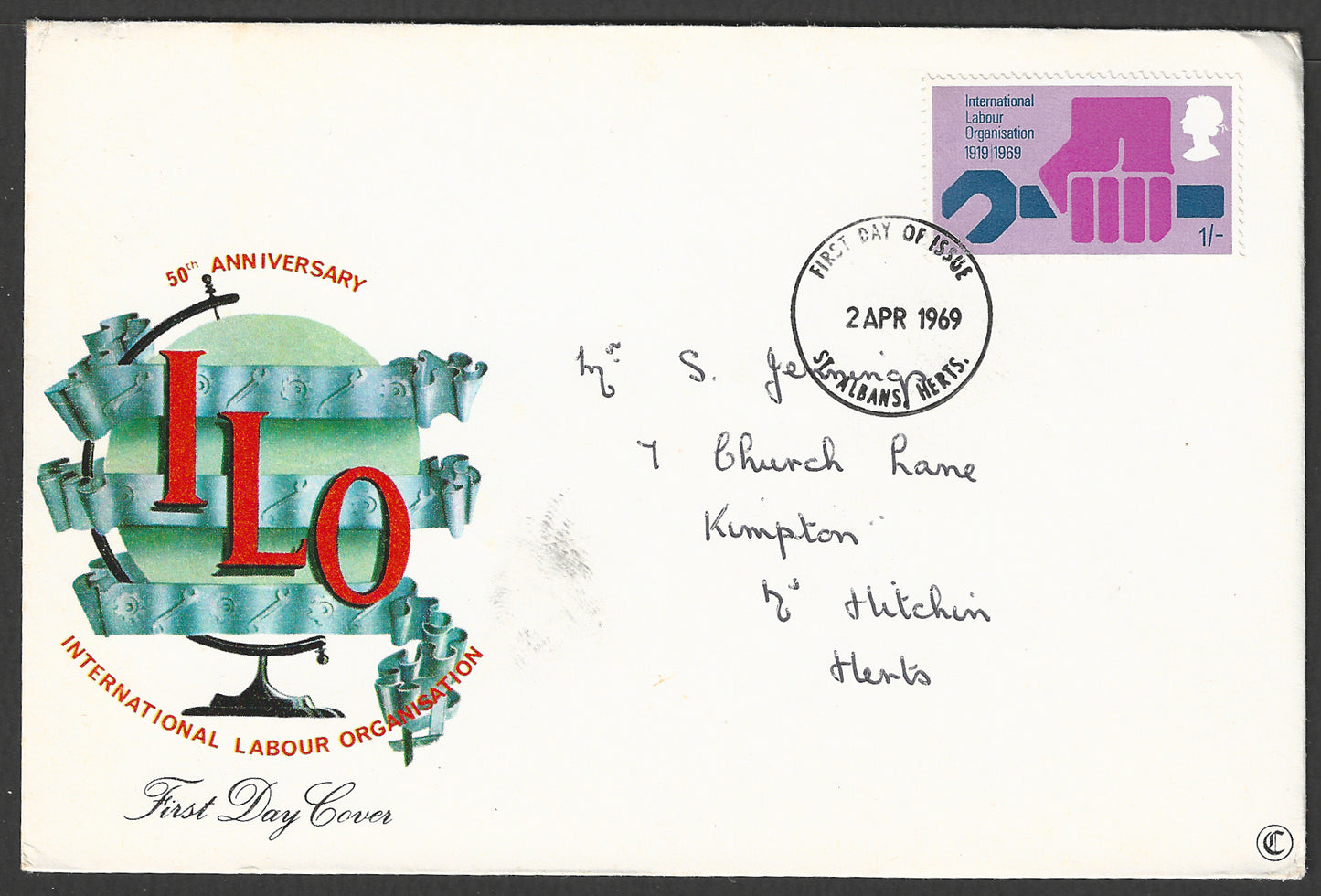 Great Britain stamps - FDC - 50th Anniversary of ILO, 1969 - GGG00888