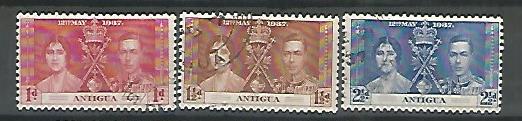 Antigua Stamps – Complete set of 3 Value – coronation 1937 , Used - MSR0002