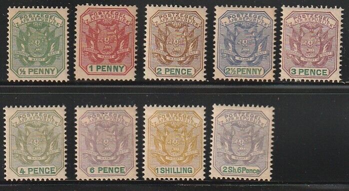 Transvaal stamps – Up to 2s6p – 1896 Sc # 166-74 MH OG - MSR0127