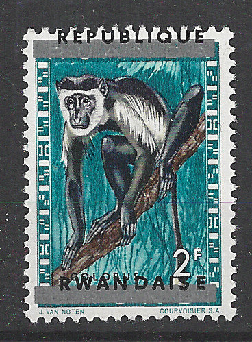 Rwanda Error - 1964 fauna Monkeys stamps VF MNH with missplaced OVPT