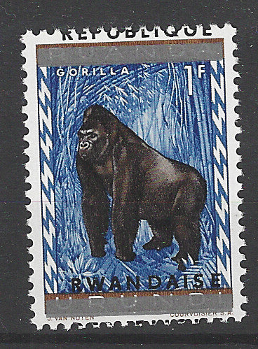 Rwanda Error 1964 fauna Gorila stamps VF MNH with missplaced OVPT.- MSR2607