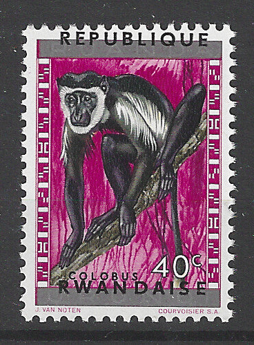 Rwanda Error - 1964 fauna Monkeys stamps VF MNH with missplaced OVPT - MSR2608